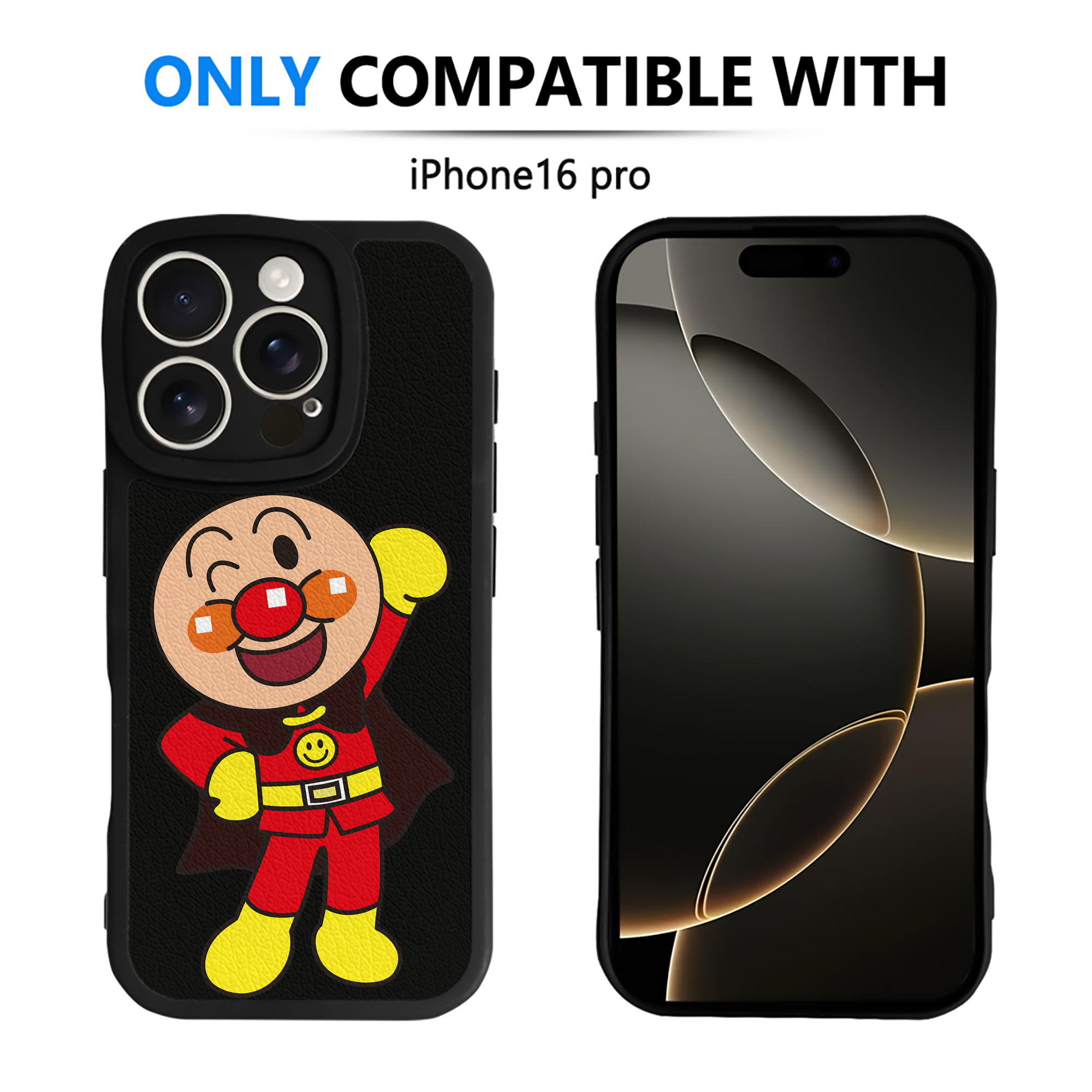 （画像用） アンパンマン Anpanman 【iPhone 16シリーズ対応】シリコンスマホケース（レザー調） 材質：シリコン